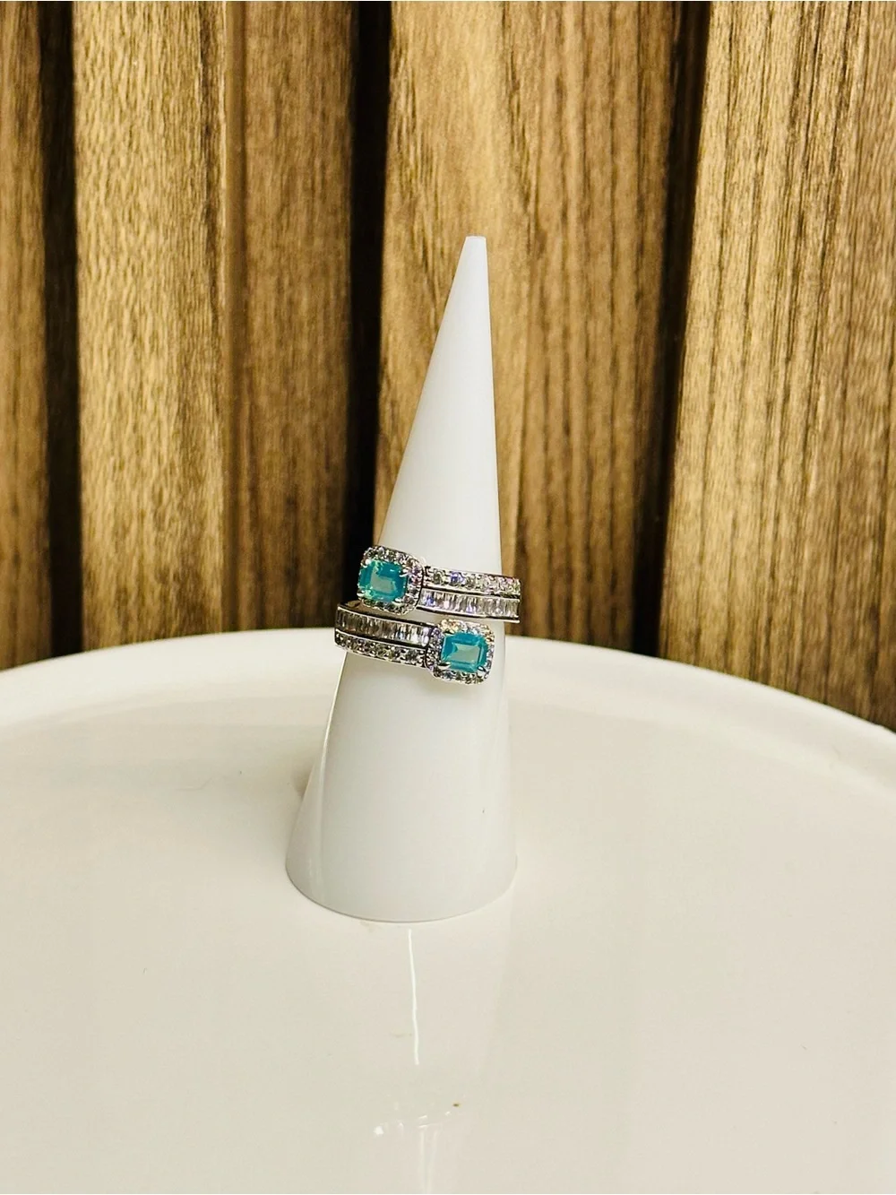Bomb Party OG Ring size 6 Rhodium & Green Opal